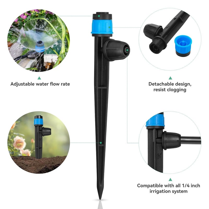 La Farah Drip Irrigation Emitters for 1/4" Tubing: Adjustable 360 Degree Water Flow Drippers with Lock Barbed - Drip Spray Emitters Parts for Garden Watering System (25pcs) - Image 2